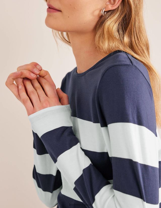Boden Frauen Bea Langarm-Breton VH86PT2446 Kleidung Marine/Elfenbein breiter Streifen