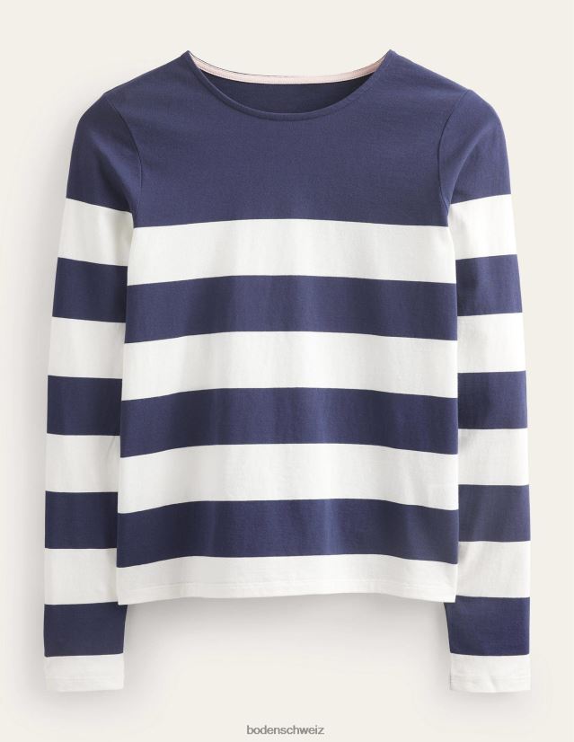 Boden Frauen Bea Langarm-Breton VH86PT2446 Kleidung Marine/Elfenbein breiter Streifen