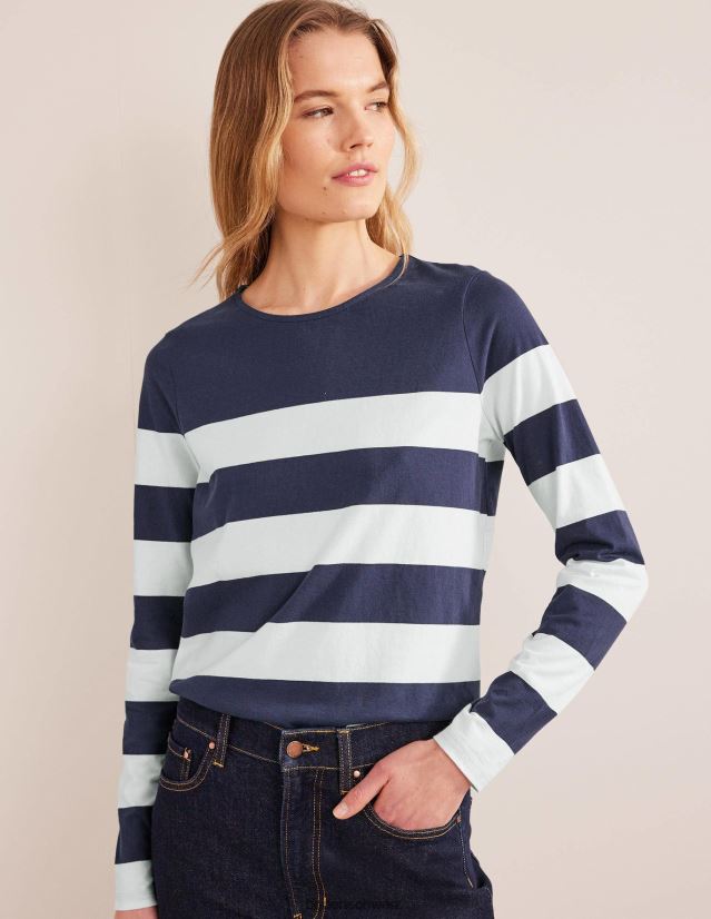 Boden Frauen Bea Langarm-Breton VH86PT2446 Kleidung Marine/Elfenbein breiter Streifen