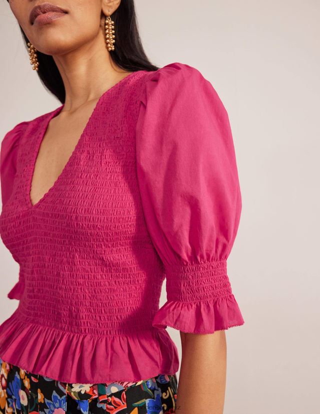 Boden Frauen Crop-Top mit gesmoktem Oberteil VH86PT1881 Kleidung virtuelles Rosa