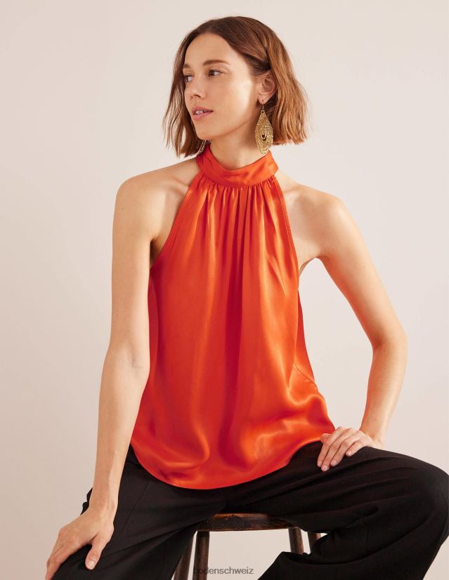 Boden Frauen Cutaway-Oberteil aus Satin VH86PT1483 Kleidung Kirschtomate