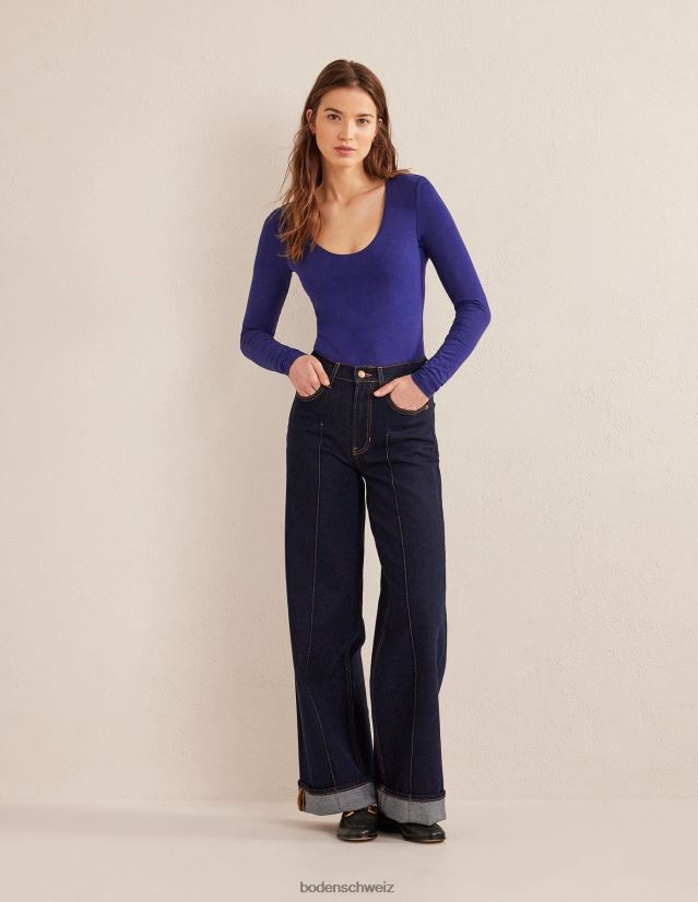 Boden Frauen Doppellagiges Oberteil mit U-Ausschnitt VH86PT1569 Kleidung Preußischblau