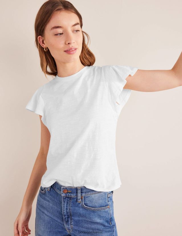 Boden Frauen Flatter-T-Shirt mit Rundhalsausschnitt VH86PT1159 Kleidung Weiß