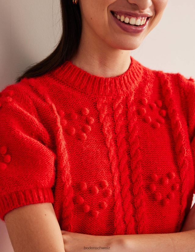 Boden Frauen Flauschiges Valentins-Top VH86PT2057 Kleidung Erdbeertörtchen rot