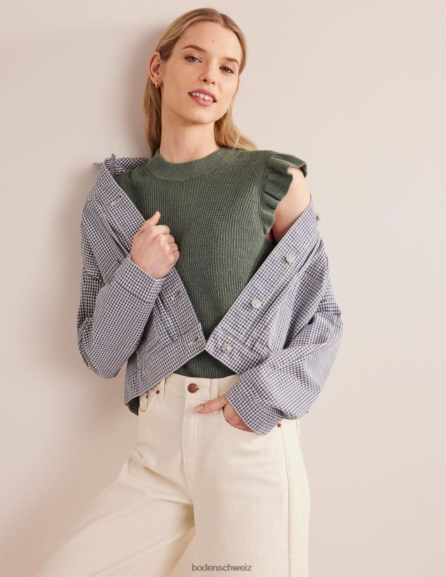 Boden Frauen Gerippte Leinenweste mit Rüschen VH86PT1647 Kleidung Erle