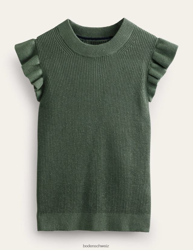 Boden Frauen Gerippte Leinenweste mit Rüschen VH86PT1647 Kleidung Erle