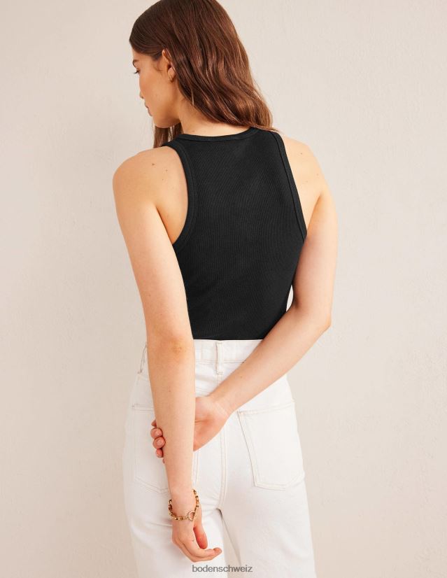 Boden Frauen Gerippte Weste aus Baumwolle VH86PT148 Kleidung Schwarz