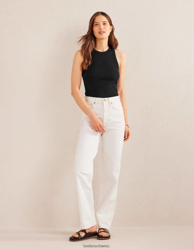 Boden Frauen Gerippte Weste aus Baumwolle VH86PT148 Kleidung Schwarz