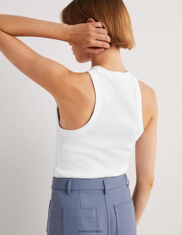 Boden Frauen Gerippte Weste aus Baumwolle VH86PT179 Kleidung Weiß