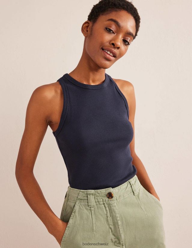 Boden Frauen Gerippte Weste aus Baumwolle VH86PT180 Kleidung Marine