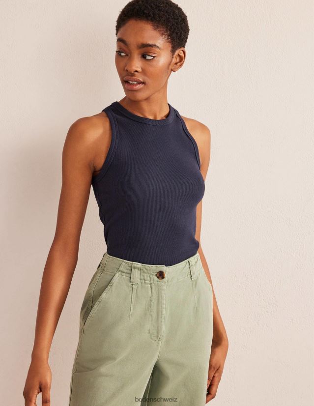Boden Frauen Gerippte Weste aus Baumwolle VH86PT180 Kleidung Marine