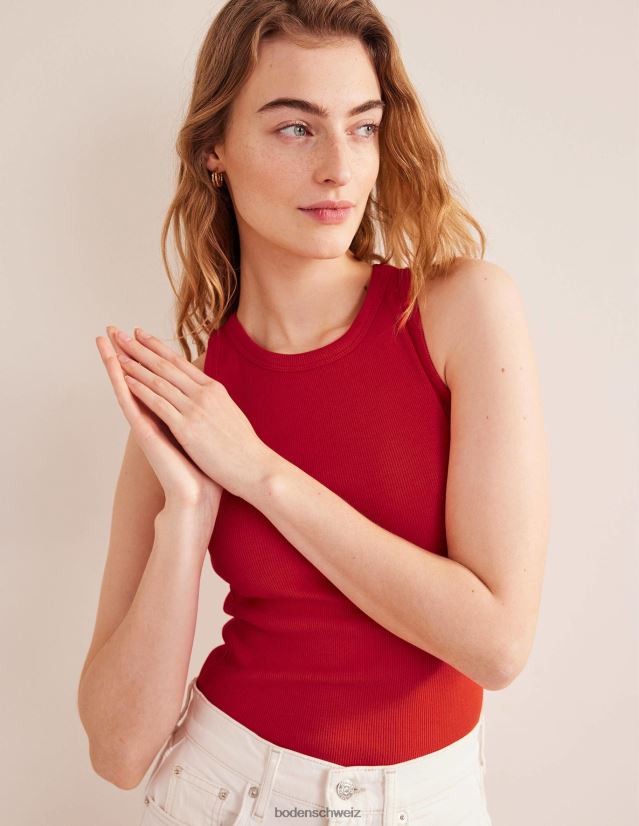 Boden Frauen Gerippte Weste aus Baumwolle VH86PT1946 Kleidung roter Knall