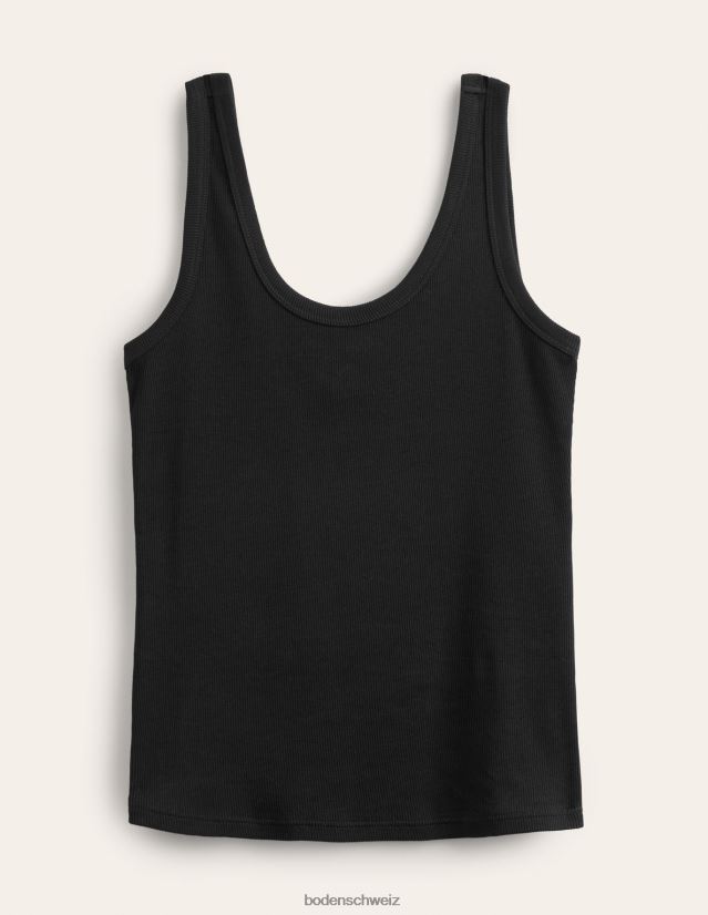 Boden Frauen Gerippte Weste aus Baumwolle mit U-Ausschnitt VH86PT1357 Kleidung Schwarz