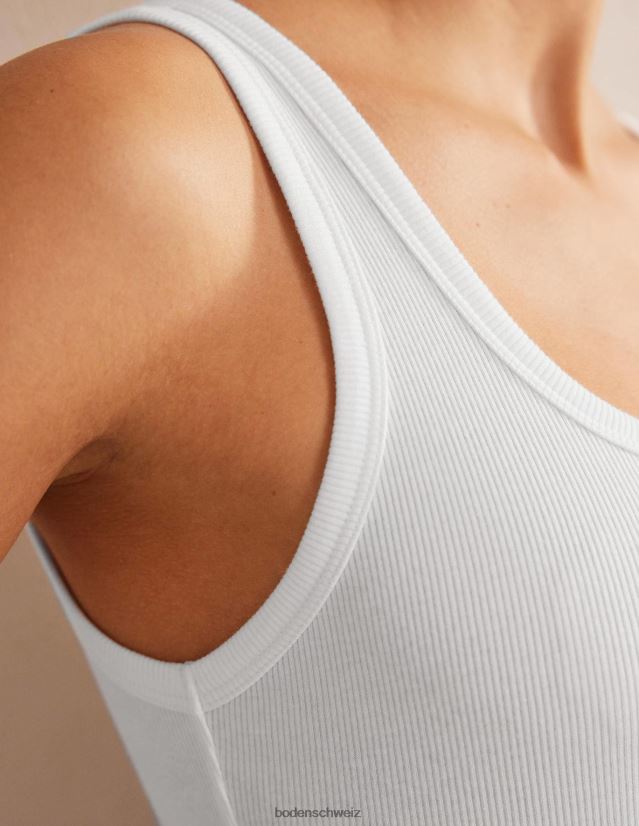 Boden Frauen Gerippte Weste aus Baumwolle mit U-Ausschnitt VH86PT1391 Kleidung Weiß