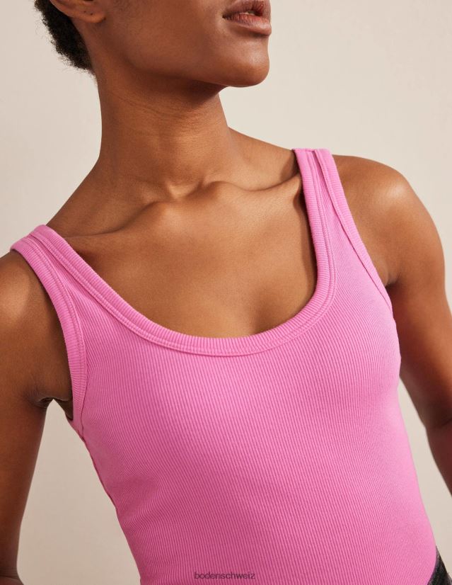 Boden Frauen Gerippte Weste aus Baumwolle mit U-Ausschnitt VH86PT2276 Kleidung Pflaumenblüte