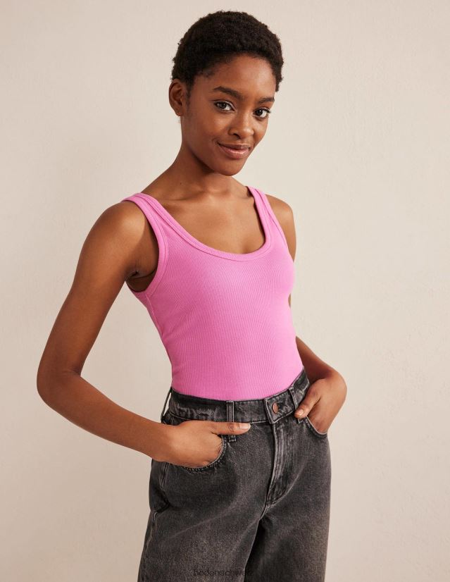 Boden Frauen Gerippte Weste aus Baumwolle mit U-Ausschnitt VH86PT2276 Kleidung Pflaumenblüte