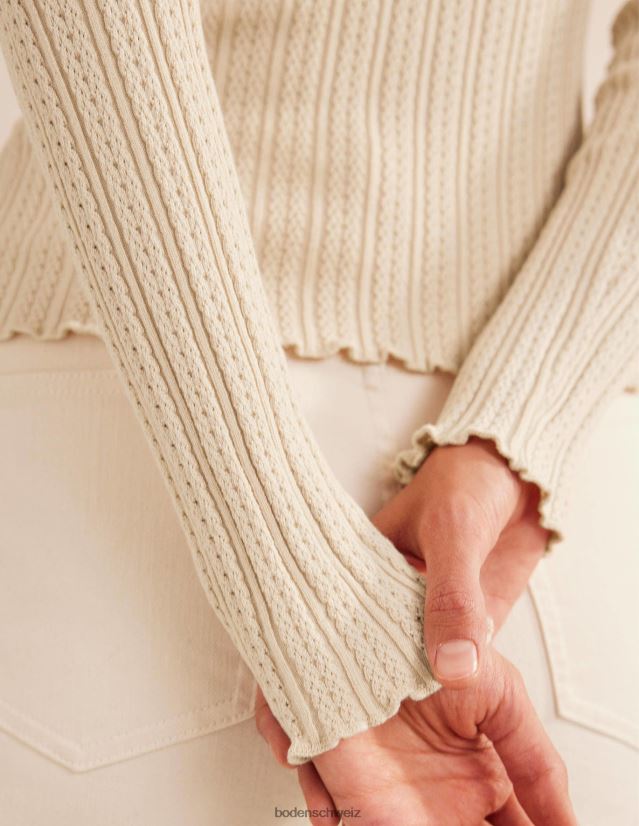 Boden Frauen Geripptes Pointelle-Oberteil VH86PT2108 Kleidung Seil