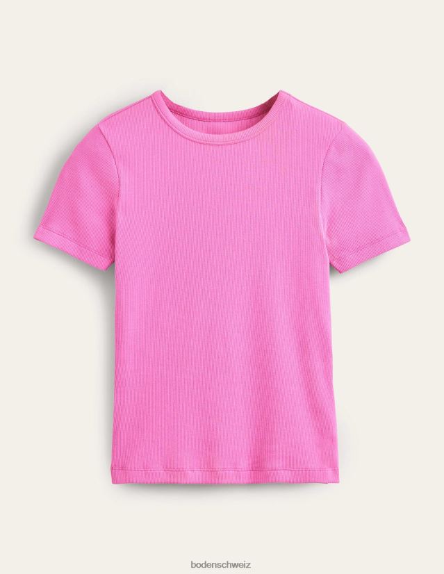 Boden Frauen Geripptes T-Shirt aus Baumwolle VH86PT1633 Kleidung Pflaumenblüte