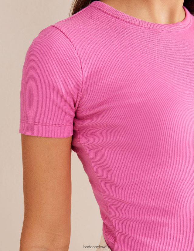 Boden Frauen Geripptes T-Shirt aus Baumwolle VH86PT1633 Kleidung Pflaumenblüte