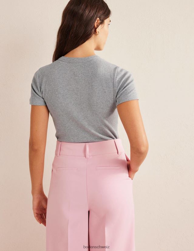 Boden Frauen Geripptes T-Shirt aus Baumwolle VH86PT1639 Kleidung grauer Mergel