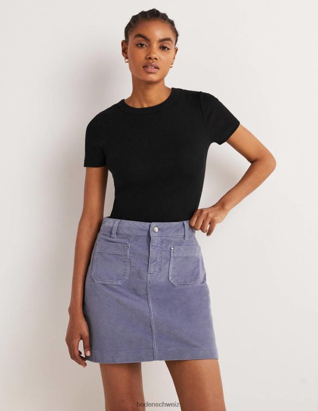 Boden Frauen Geripptes T-Shirt aus Baumwolle VH86PT171 Kleidung Schwarz