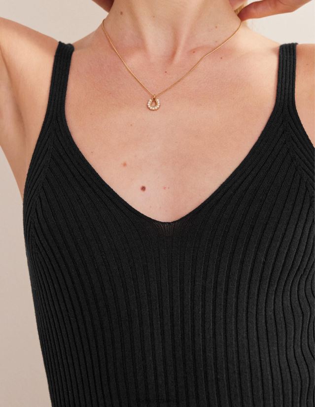 Boden Frauen Geripptes Westentop VH86PT1807 Kleidung Schwarz