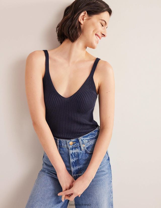 Boden Frauen Geripptes Westentop VH86PT1921 Kleidung Marine