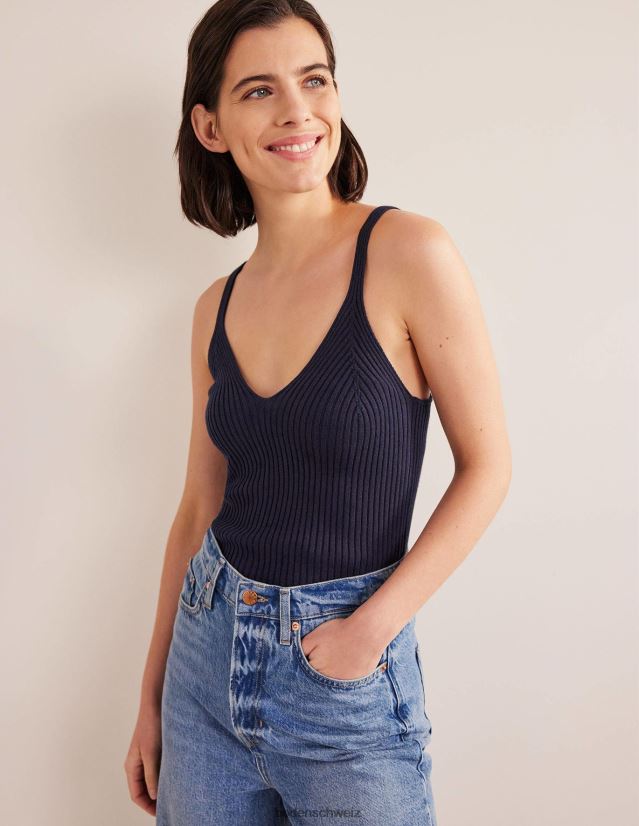 Boden Frauen Geripptes Westentop VH86PT1921 Kleidung Marine