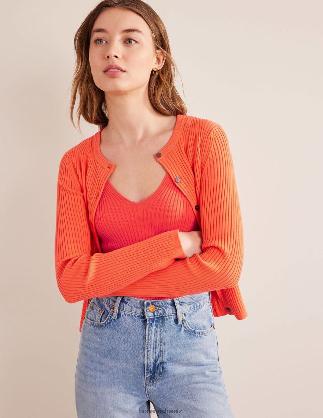 Boden Frauen Geripptes Westentop VH86PT1932 Kleidung Wassermelonenpunsch