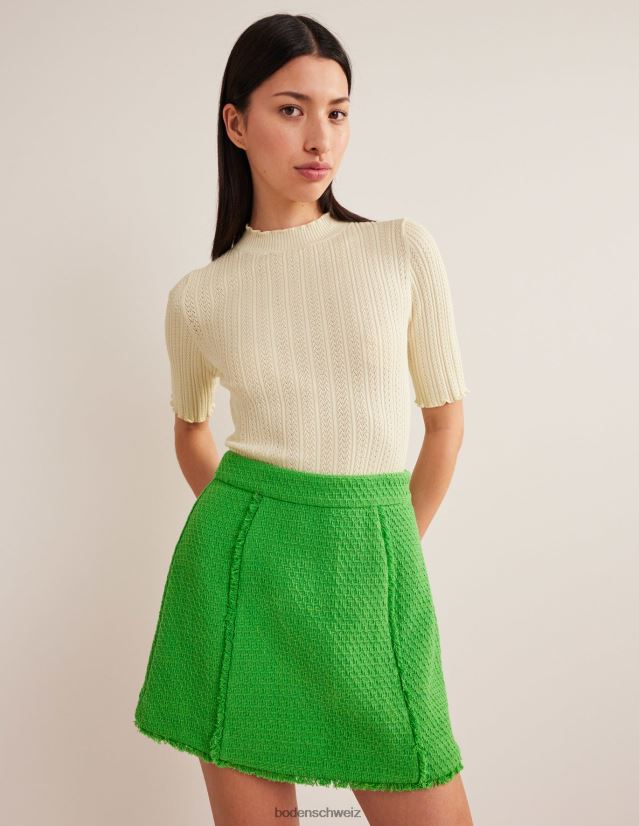 Boden Frauen Geripptes, hochgeschlossenes Pointelle-Top VH86PT1828 Kleidung warmes Elfenbein