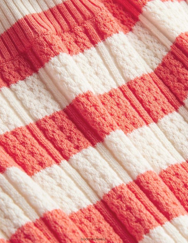 Boden Frauen Geripptes, hochgeschlossenes Pointelle-Top VH86PT1866 Kleidung heller Wassermelonenstreifen