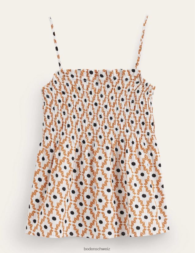 Boden Frauen Gesmoktes Cami-Oberteil VH86PT1716 Kleidung Cashew und Geo-Diamant