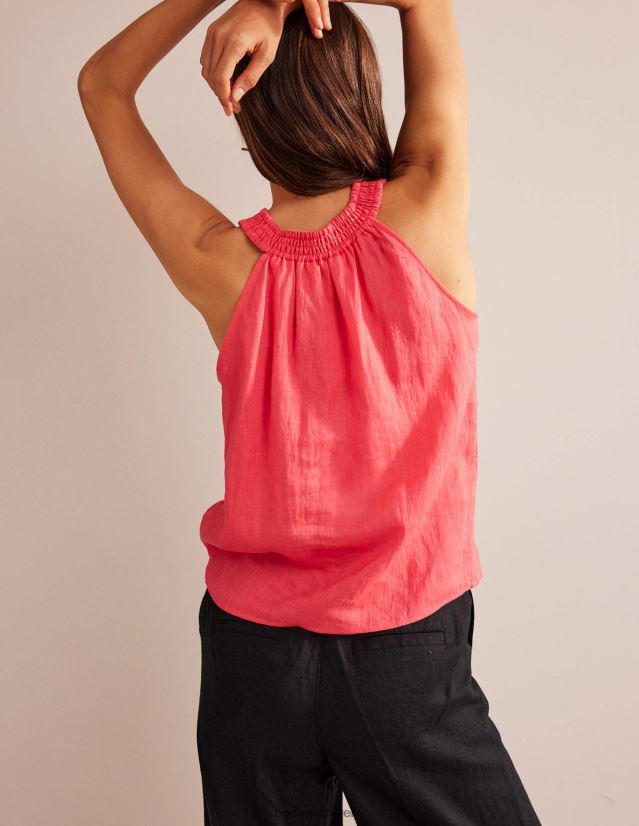 Boden Frauen Gesmoktes Neckholder-Top aus Leinen VH86PT129 Kleidung Korallensonnenuntergang