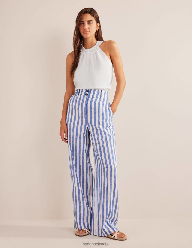 Boden Frauen Gesmoktes Neckholder-Top aus Leinen VH86PT1424 Kleidung Weiß