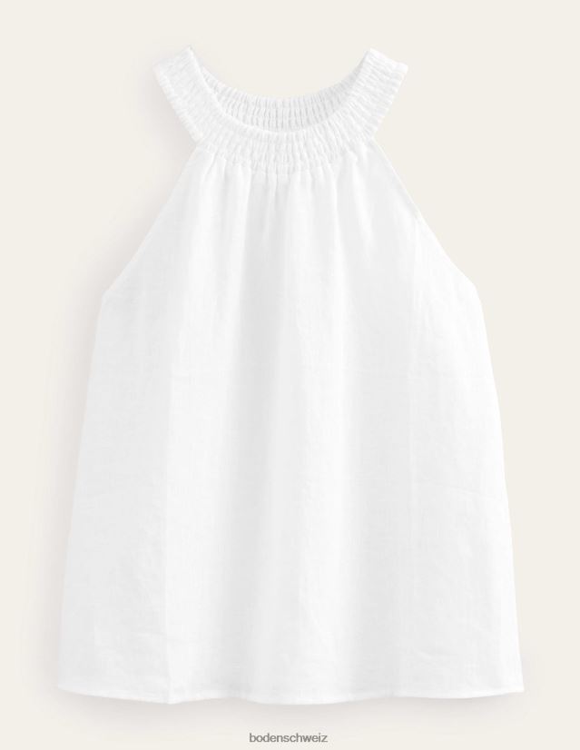 Boden Frauen Gesmoktes Neckholder-Top aus Leinen VH86PT1424 Kleidung Weiß