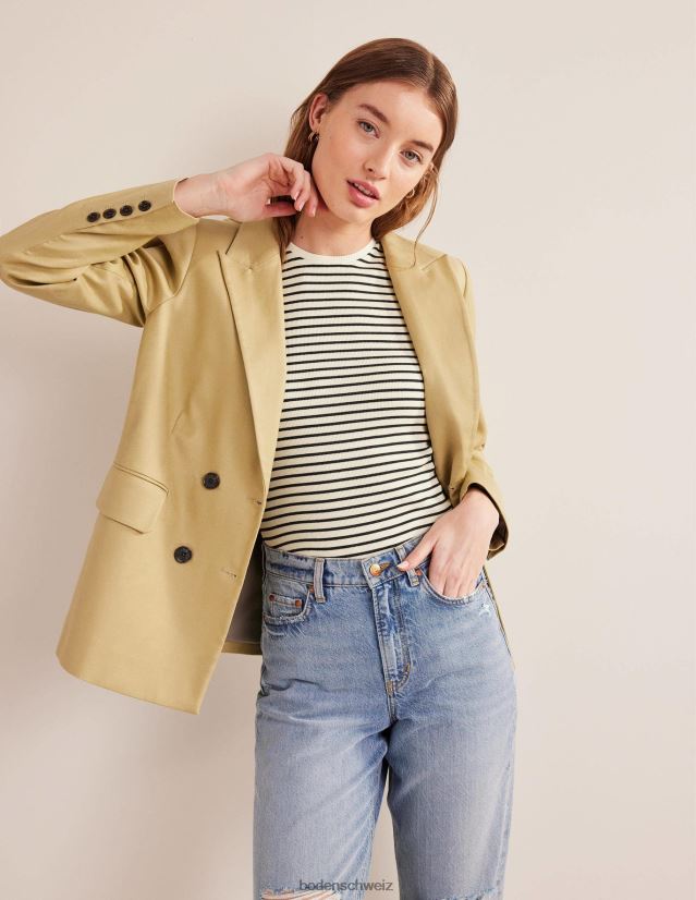 Boden Frauen Gestreiftes, geripptes Tanktop VH86PT1343 Kleidung Elfenbein/Marineblau gestreift