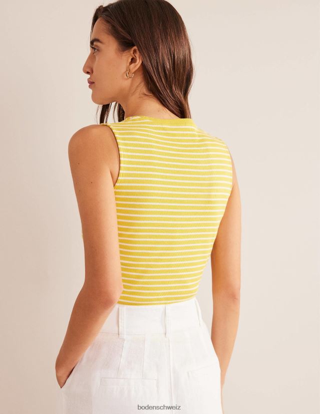 Boden Frauen Gestreiftes, geripptes Tanktop VH86PT1887 Kleidung gelb/elfenbein