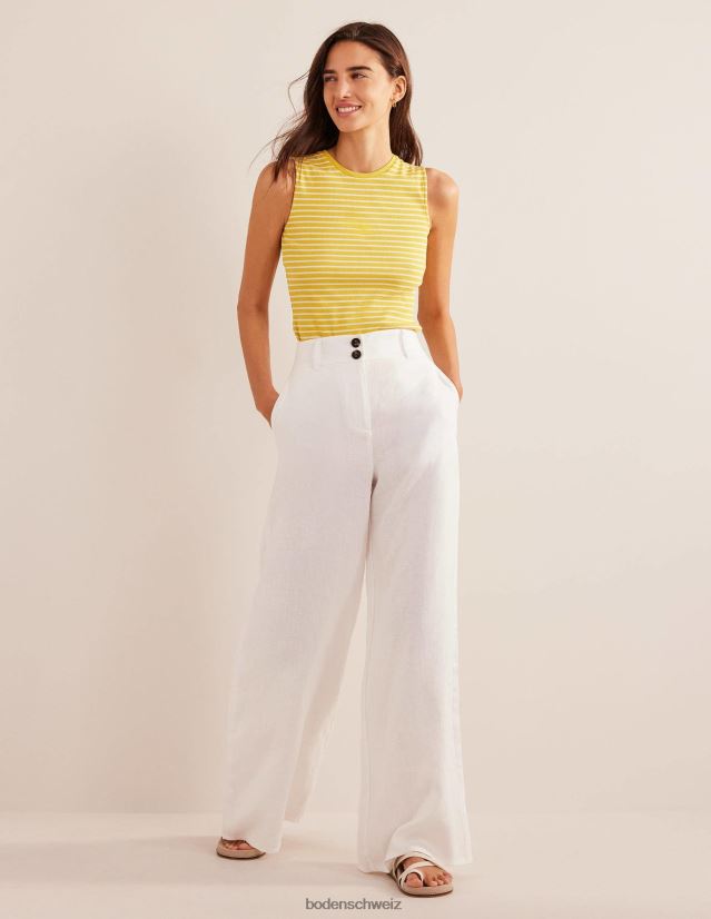 Boden Frauen Gestreiftes, geripptes Tanktop VH86PT1887 Kleidung gelb/elfenbein