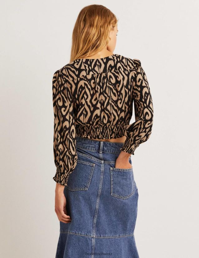 Boden Frauen Grace Crinkle-Kombioberteil VH86PT2002 Kleidung Schwarz & Ikat