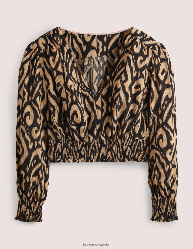 Boden Frauen Grace Crinkle-Kombioberteil VH86PT2002 Kleidung Schwarz & Ikat