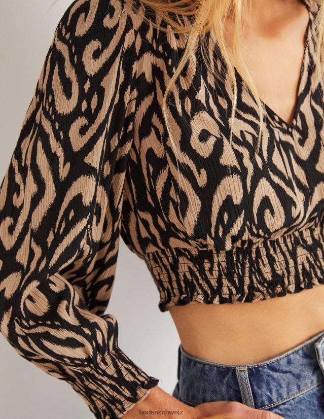 Boden Frauen Grace Crinkle-Kombioberteil VH86PT2002 Kleidung Schwarz & Ikat