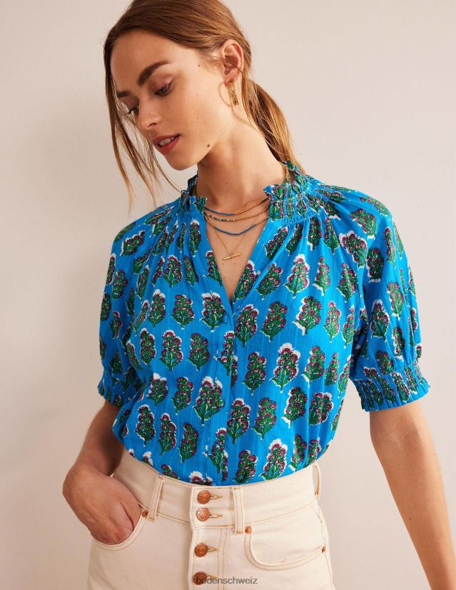 Boden Frauen Hübsches Oberteil mit gesmoktem Detail VH86PT1463 Kleidung Edelstein- und Kunsthandwerksblüte