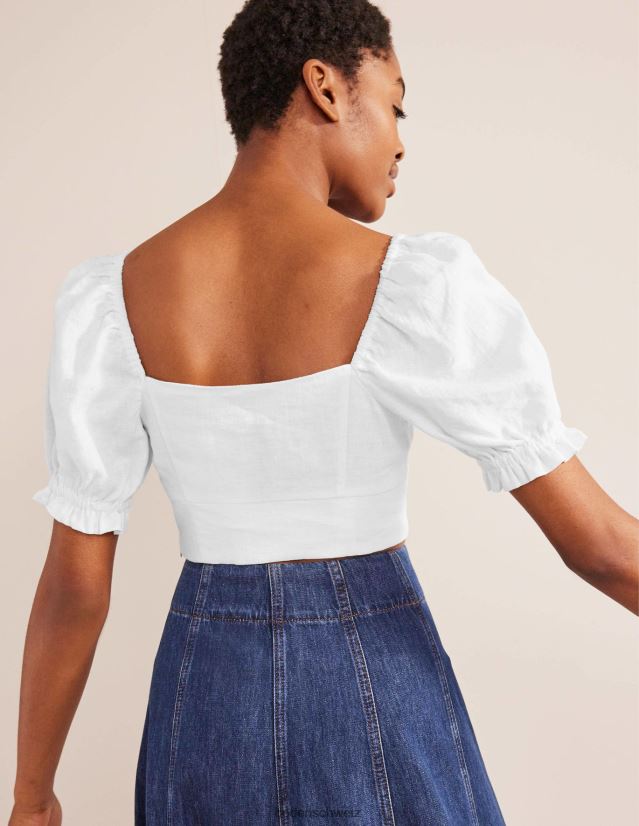 Boden Frauen Herzförmiges, kurz geschnittenes Oberteil aus Leinen VH86PT1637 Kleidung Weiß