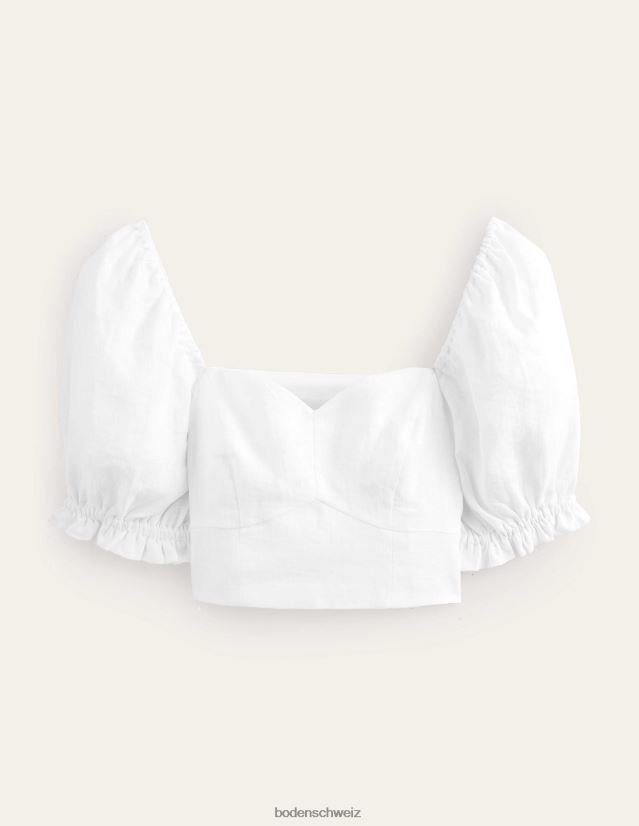 Boden Frauen Herzförmiges, kurz geschnittenes Oberteil aus Leinen VH86PT1637 Kleidung Weiß