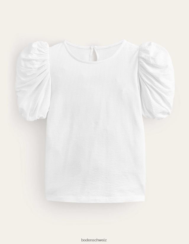 Boden Frauen Jersey-Oberteil mit Puffärmeln VH86PT1239 Kleidung Weiß