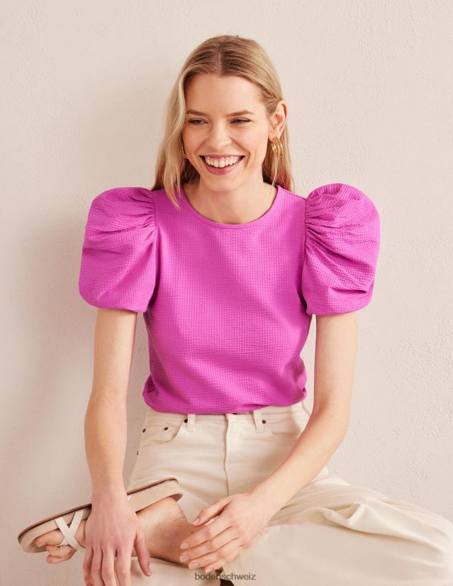 Boden Frauen Jersey-Oberteil mit Puffärmeln VH86PT2209 Kleidung rosaviolett