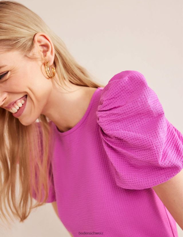 Boden Frauen Jersey-Oberteil mit Puffärmeln VH86PT2209 Kleidung rosaviolett