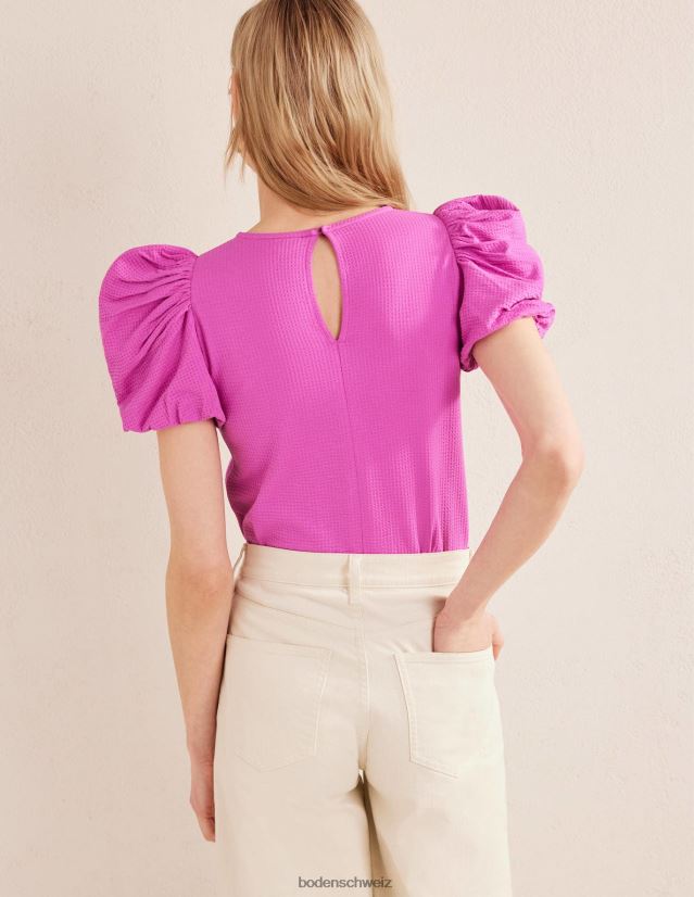 Boden Frauen Jersey-Oberteil mit Puffärmeln VH86PT2209 Kleidung rosaviolett