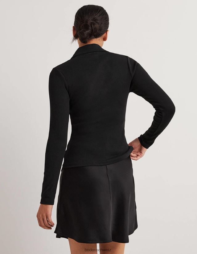 Boden Frauen Jerseyhemd mit geraffter Vorderseite VH86PT157 Kleidung Schwarz