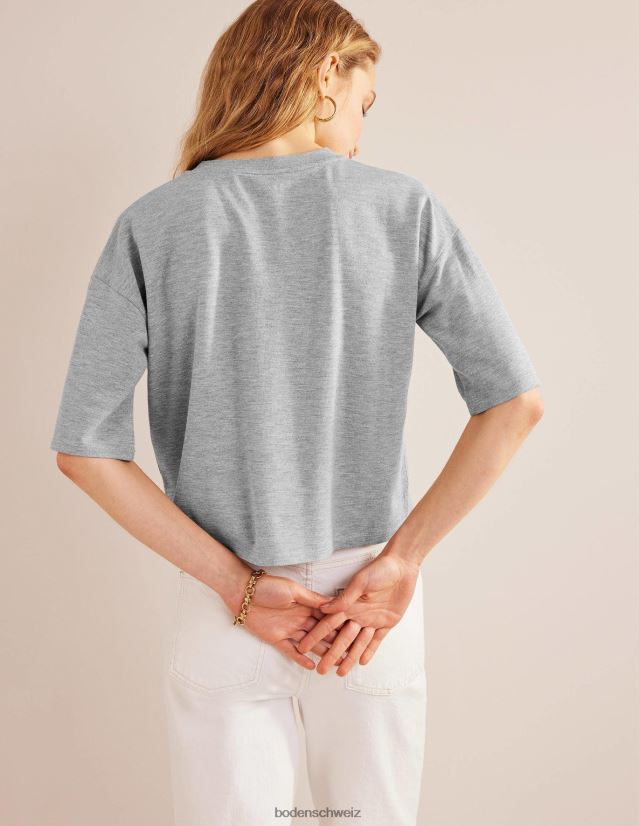 Boden Frauen Kastenförmiges, glitzerndes Oberteil VH86PT1495 Kleidung grau meliert/gold